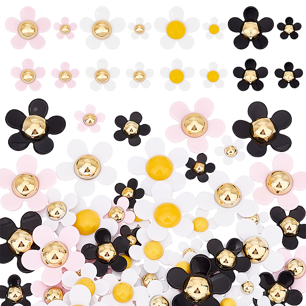 

PandaHall 64Pcs 16 Style Acrylic Cabochons, DIY Accessories, Flower, Mixed Color, 18~35mm, 4pcs/style Acrylic Flower Multicolor