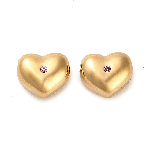 

PandaHall 304 Stainless Steel Beads, with Rose Rhinestone, Heart, Real 14K Gold Plated, 8.5x10x6mm, Hole: 1.5mm 304 Stainless Steel Heart
