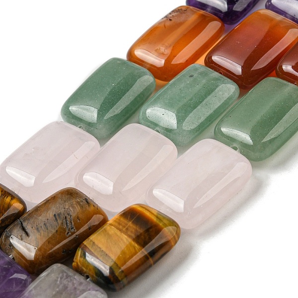 

PandaHall Natural Amethyst & Rose Quartz & Red Agate & Green Aventurine & Tiger Eye Beads Strands, Rectangle, 18x13x6mm, Hole: 1.2mm, about...