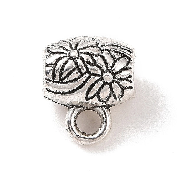 

PandaHall Tibetan Style Alloy Tube Bails, Loop Bails, Hanger Links, Column with Flower, Antique Silver, 10x8.5x6.5mm, Hole: 2mm, Inner...