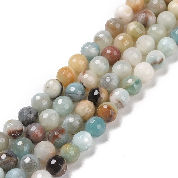 

PandaHall Natural Flower Amazonite Beads Strands, Faceted(128 Facets), Round, 8mm, Hole: 1.2mm, about 48pcs/strand, 14.96''(38cm) Flower...