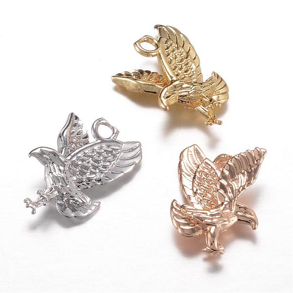 

PandaHall Long-Lasting Plated Brass Charms, Eagle, Cadmium Free & Lead Free, Mixed Color, 15x11x5mm, Hole: 1.5mm Brass Bird Multicolor