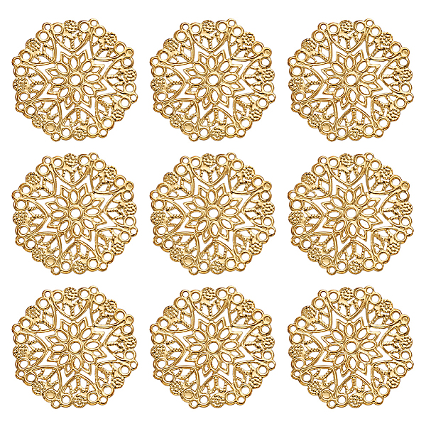 

PandaHall Iron Filigree Joiners Links, Flat Round, Golden, 35.5x0.7mm, Hole: 1.4mm Iron Flat Round