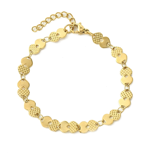 

PandaHall Ion Plating(IP) 304 Stainless Steel Heart Link Bracelets for Women, Golden, 6-7/8 inch(17.4cm) 304 Stainless Steel Heart