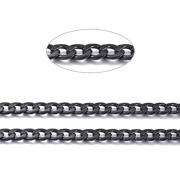 

PandaHall 304 Stainless Steel Cuban Link Chains, Chunky Chains, Unwelded, with Spool, Electrophoresis Black, Link: 10x7x1.8mm, about 32.8...