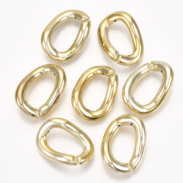 

PandaHall UV Plating ABS Plastic Linking Rings, Quick Link Connectors, For Curb Chains Making, Unwelded, Twist, Golden, 29x21x9mm, Hole...