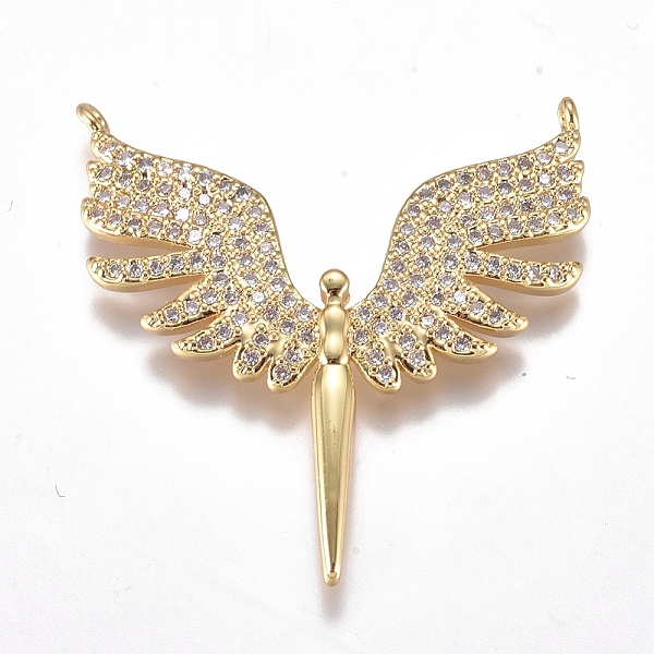 

PandaHall Brass Micro Pave Cubic Zirconia Pendants, Long-Lasting Plated, Angel, Real 18K Gold Plated, Clear, 30x31x3mm, Hole: 0.8mm...