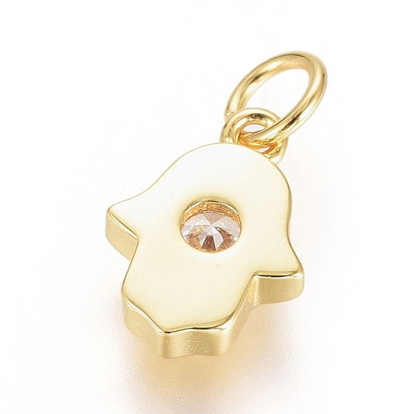 

PandaHall Religion Theme, Brass Micro Pave Cubic Zirconia Pendants, with Jump Ring, Long-Lasting Plated, Hamsa Hand/Hand of Fatima/Hand of..., Clear