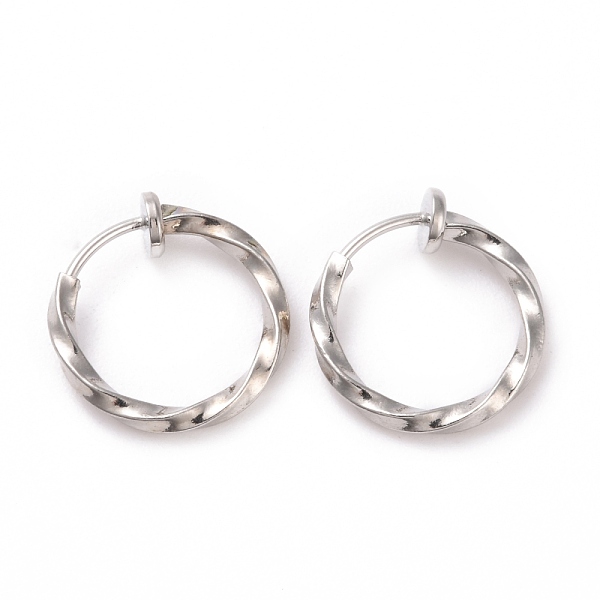 

PandaHall Electroplated Brass Twisted Tubular Hoop Earrings for Women, Platinum, 15x4mm, Pin: 0.7mm Brass Round