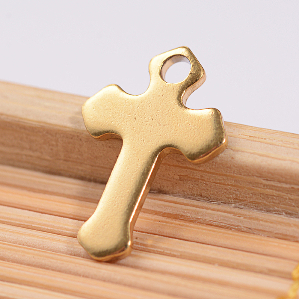 

PandaHall Ion Plating(IP) 304 Stainless Steel Tiny Cross Charms, Golden, 15x10x1mm, Hole: 2mm 304 Stainless Steel Cross
