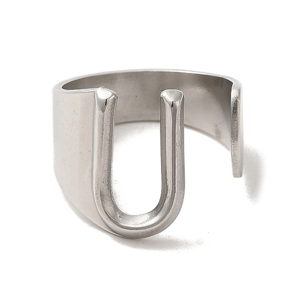 

PandaHall 201 Stainless Steel Finger Rings, Letter U, Inner Diameter: 18mm 201 Stainless Steel Letter U