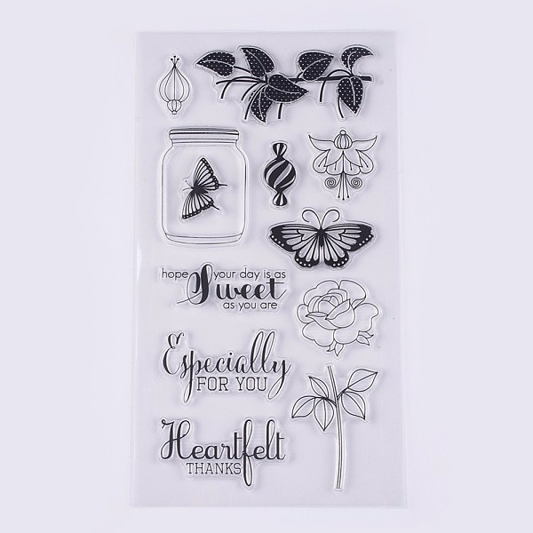 

PandaHall Silicone Stamps, for DIY Scrapbooking, Photo Album Decorative, Cards Making, Clear, 18~51.5x15~76.5mm Silicone Clear