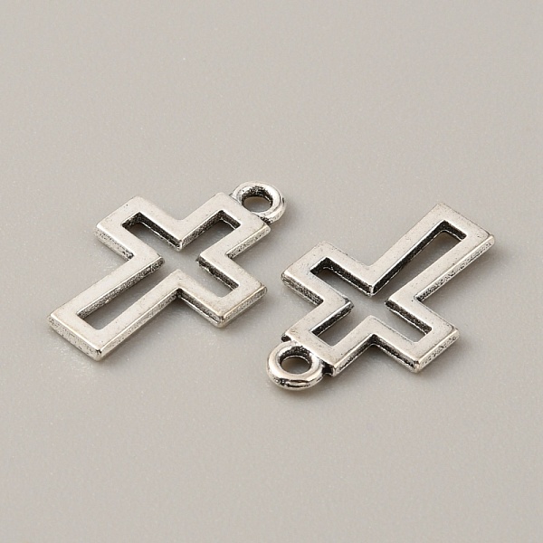 

PandaHall Tibetan Style Alloy Pendants, Cross Charm, Religion, Antique Silver, 17x11x1mm, Hole: 1.5mm Alloy Cross