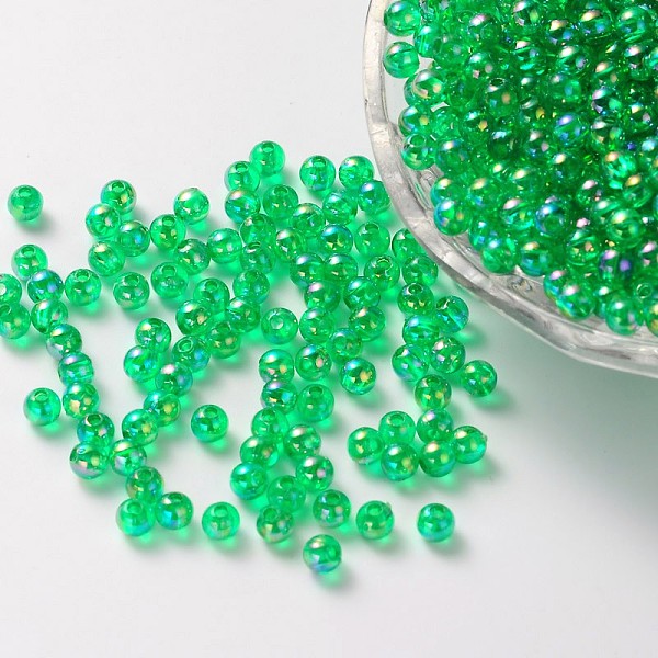 

PandaHall Eco-Friendly Transparent Acrylic Beads, Round, AB Color, Lime Green, 6mm, Hole: 1.5mm, about 4000pcs/500g Acrylic Round Green