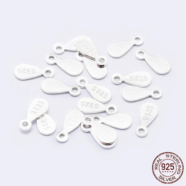 

PandaHall 925 Sterling Silver Chain Tabs, with S925 Stamp, teardrop, Silver, 8x3.5x0.5mm, Hole: 1mm, about 90pcs/10g Sterling Silver...