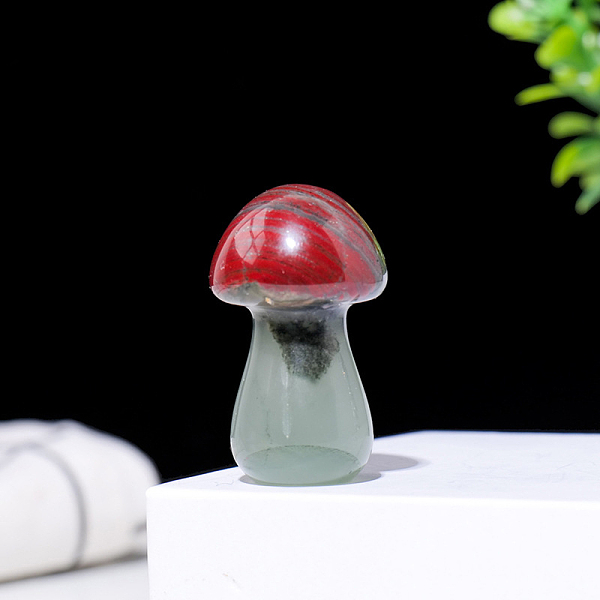 PandaHall Natural Red Jasper Mushromm Statue, for Home Desktop Display Decoration, 38mm Red Jasper Mushroom