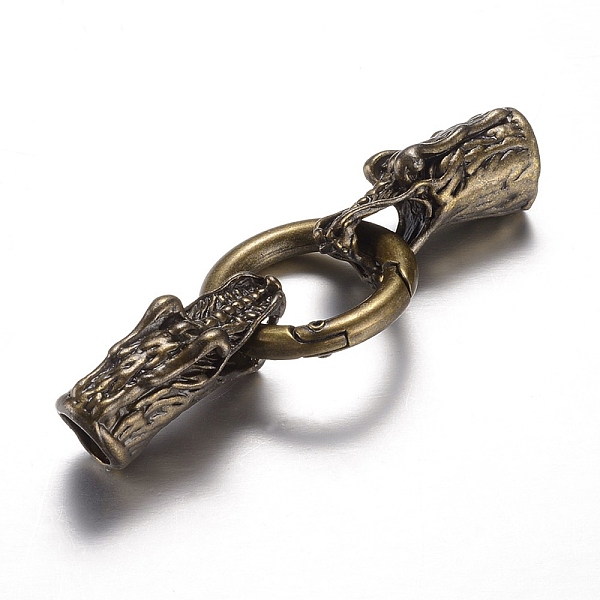 

PandaHall Alloy Spring Gate Rings, O Rings, with Cord Ends, Dragon, Antique Bronze, 6 Gauge, 70mm Alloy