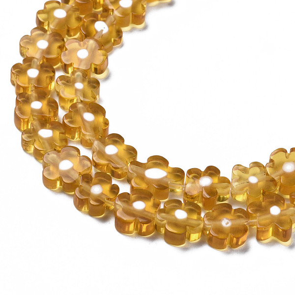 

PandaHall Handmade Millefiori Glass Bead Strands, Flower, Goldenrod, 5.5~8x2.5mm, Hole: 1mm, about 64~67pcs/strand, 15.75 inch~16.34 inch..., Gold