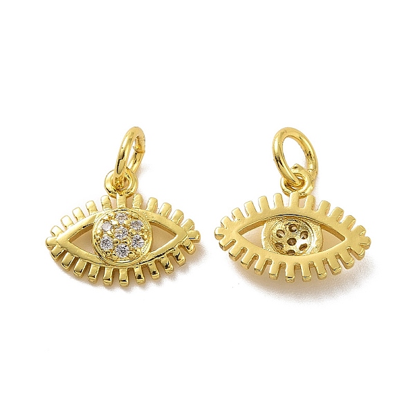 

PandaHall Brass Micro Pave Clear Cubic Zirconia Charms, with Jump Ring, Eye Charm, Real 18K Gold Plated, 10x12x2mm, Hole: 3.2mm Brass+Cubic...