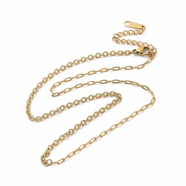 

PandaHall Ion Plating(IP) 304 Stainless Steel Cable Chain Necklace for Women, Real 14K Gold Plated, 15.35 inch(39cm) 304 Stainless Steel