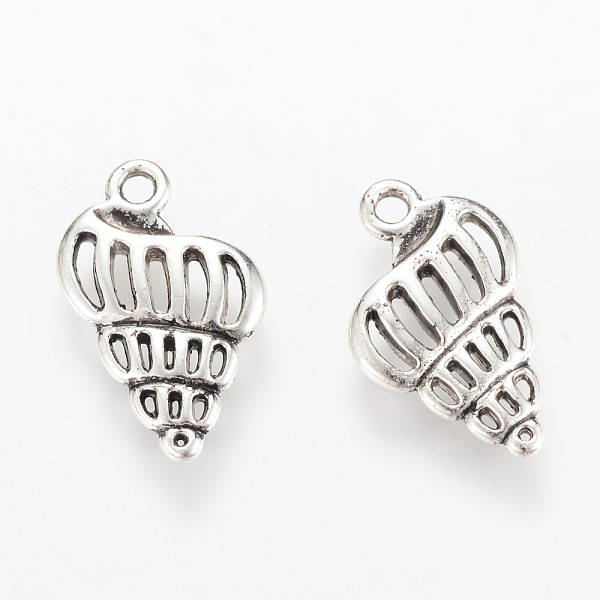 

PandaHall Tibetan Style Alloy Pendants, Spiral Shell, Cadmium Free & Lead Free, Antique Silver, 19.5x12.5x2.5mm, Hole: 2mm Alloy Shell Shape