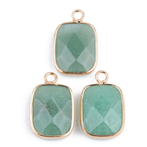 

PandaHall Faceted Natural Green Aventurine Pendants, with Golden Plated Brass Edge and Loop, Rectangle, 22x13.5x5.5mm, Hole: 2mm Green...