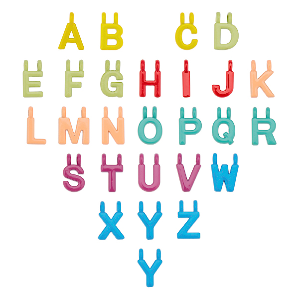 

PandaHall 52Pcs 26 Style Spray Painted Alloy Charms, Cadmium Free & Lead Free, Letter, Letter A~Z, 13.5~14x3~11x1.5mm, Hole: 2mm, 2pcs/style...