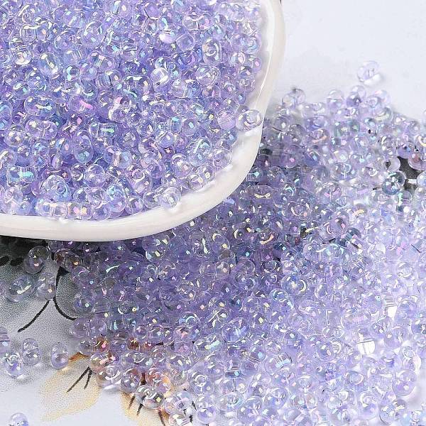 

PandaHall AB Color Plated Glass Seed Beads, Transparent Colours Rainbow, Peanut, Lilac, 4~4.5x2~2.5x2~2.5mm, Hole: 0.8~0.9mm, about..., Purple