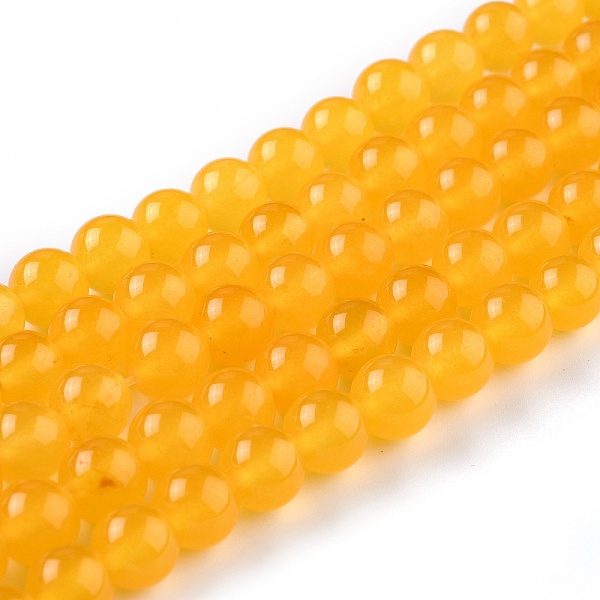 

PandaHall Natural White Jade Beads, Round, Dyed, Gold, 8mm, Hole: 1mm, about 49pcs/strand, 15.16 inch(38.5cm) White Jade Round Gold