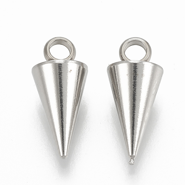 

PandaHall 201 Stainless Steel Pendants, Cone, Stainless Steel Color, 13.5x6mm, Hole: 2mm 201 Stainless Steel Cone