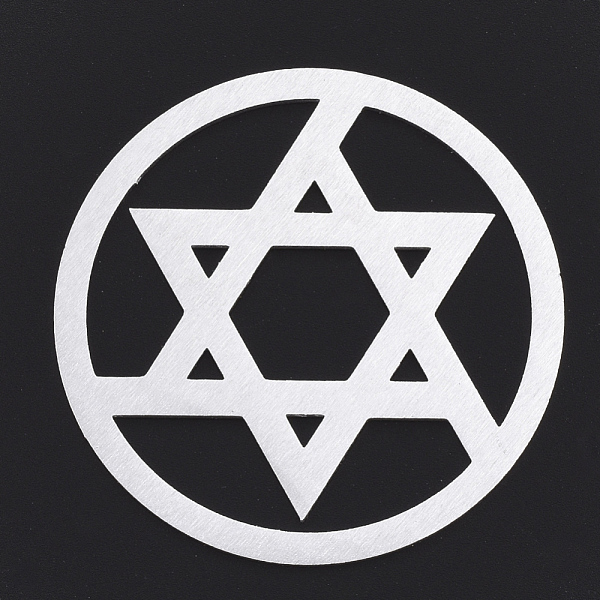 

PandaHall Aluminium Filigree Joiners Links, Laser Cut Filigree Joiners Links, for Jewish, Flat Round with Star of David, Silver Color Plated...