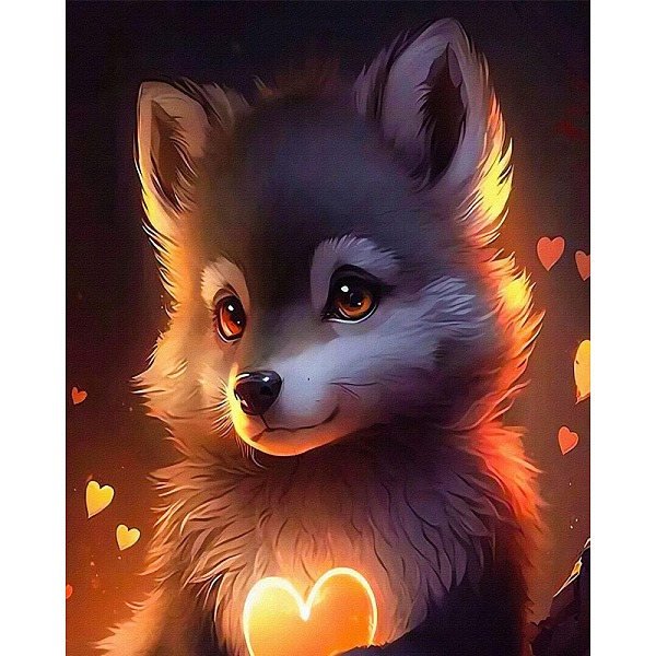

PandaHall Cartoon Wolf & Heart Pattern DIY Diamond Painting Kit, Including Resin Rhinestones Bag, Diamond Sticky Pen, Tray Plate and Glue...