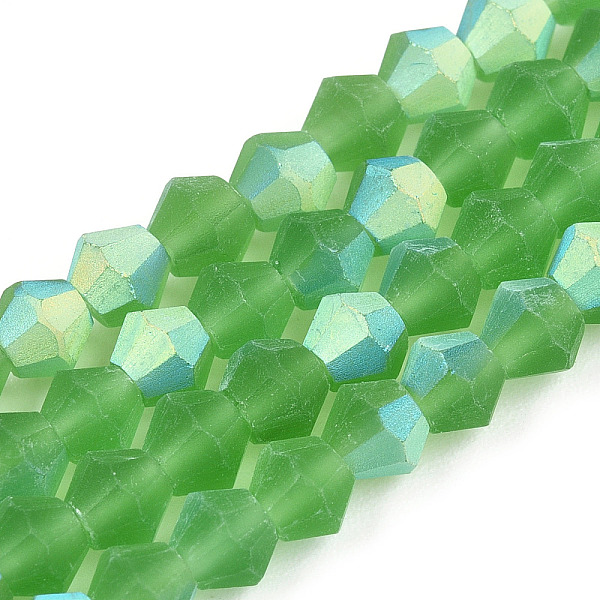 

PandaHall Imitate Austrian Crystal Bicone Frosted Glass Beads Strands, Grade AA, Faceted, Lime Green, 4x4mm, Hole: 1mm, about...