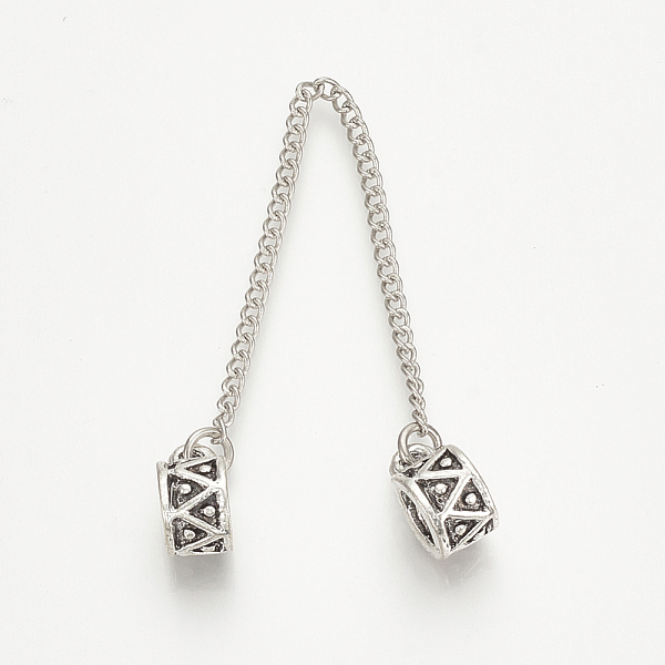 

PandaHall Alloy European Beads, with Iron Safety Chains, For European Bracelet Making, Donut, Antique Silver, 97mm, Hole: 4.5mm Alloy Donut