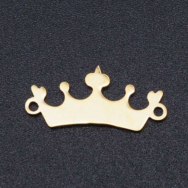

PandaHall 201 Stainless Steel Links connectors, Laser Cut, Crown, Golden, 9x19x1mm, Hole: 1.2mm 201 Stainless Steel Crown
