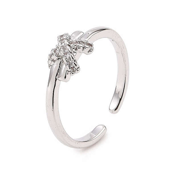 

PandaHall Clear Cubic Zirconia Bowknot Open Cuff Ring, Brass Jewelry for Women, Platinum, US Size 7 1/4(17.5mm) Brass+Cubic Zirconia Clear