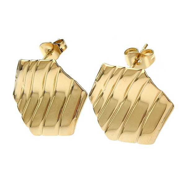 

PandaHall Ion Plating(IP) 201 Stainless Steel Stud Earrings, with 304 Stainless Steel Pins, Twist Hexagon, Real 18K Gold Plated, 17x19mm 201...