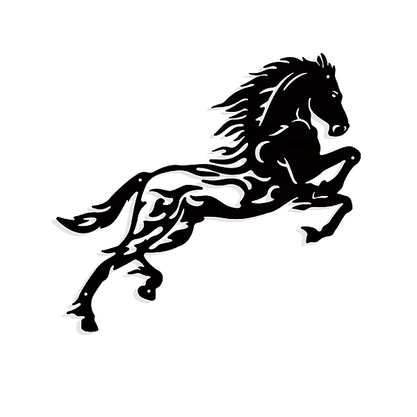 

PandaHall Iron Wall Art Decorations, for Front Porch, Living Room, Kitchen, Matte Style, Horse Pattern, 271x294x1mm Iron Horse