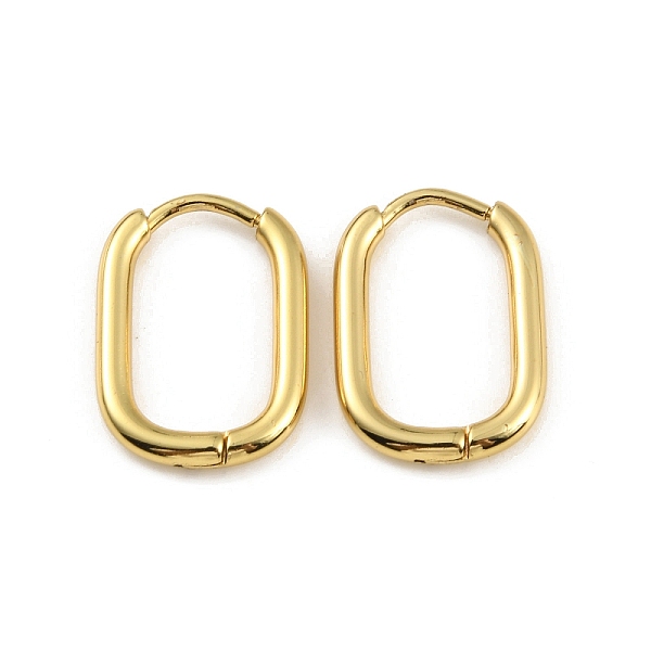 

PandaHall Ion Plating(IP) 304 Stainless Steel Oval Hoop Earrings, Real 18K Gold Plated, 16.5x11.5x2mm, Pin: 1mm 304 Stainless Steel Oval