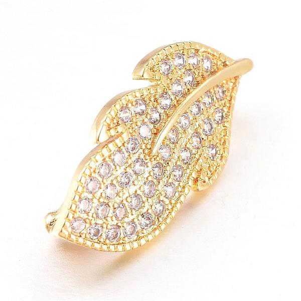 

PandaHall Leaf Brass Micro Pave Cubic Zirconia Enhancer Shortener Bails, Hinged Pendant Bails, with Loop, Nickel Free & Lead Free, Golden...