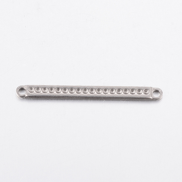 

PandaHall 304 Stainless Steel Connector Rhinestone Settings, Rectangle, Stainless Steel Color, 35.5x3x1.2mm, Hole: 2mm, Fit for 1mm...
