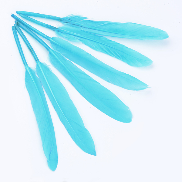

PandaHall Goose Feather Costume Accessories, Dyed, Deep Sky Blue, 100~175x13~25mm Feather Feather Blue