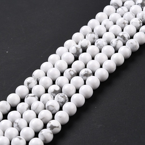 

PandaHall Synthetic Howlite Beads Strands, Round, 6mm, Hole: 1.2mm, about 64pcs/strand, 14.96''(38cm) Howlite Round