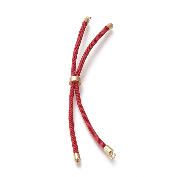 

PandaHall Nylon Twisted Cord Bracelet Making, Slider Bracelet Making, with Eco-Friendly Brass Findings, Round, Golden, FireBrick, 8.66~9.06..., Red