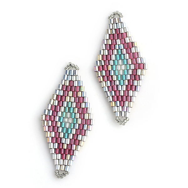 

PandaHall MIYUKI & TOHO Japanese Seed Beads, Handmade Links, Rhombus Loom Pattern, Old Rose, 42.5~44x19~20x1.5~2mm, Hole: 1~2mm Glass..., Purple
