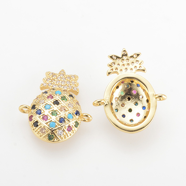 

PandaHall Brass Micro Pave Cubic Zirconia Links, Pineapple, Golden, 22x18x4.5mm, Hole: 1mm Brass+Cubic Zirconia Fruit