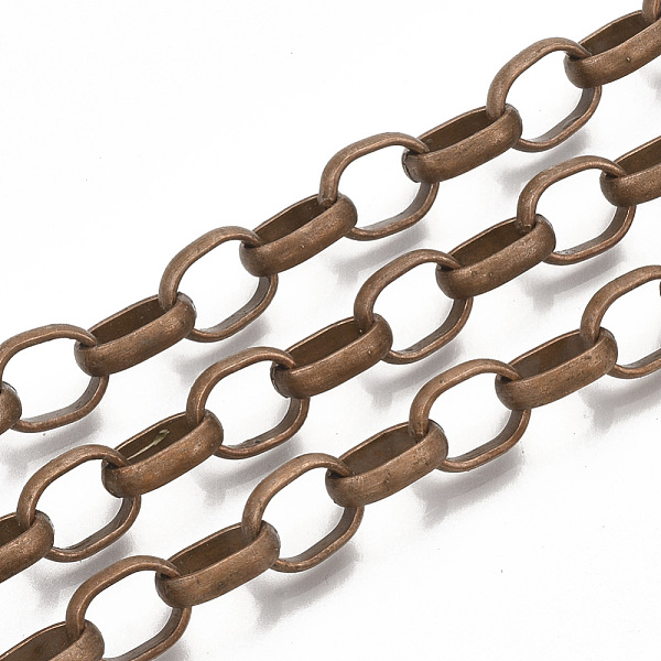 

PandaHall Iron Rolo Chains, Belcher Chains, Unwelded, with Spool, Red Copper, 10x8x2.5mm, about 82.02 Feet(25m)/roll Iron