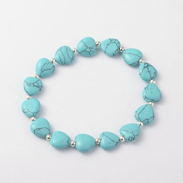 Coeur Turquoise Synthétique Bracelets Stretch