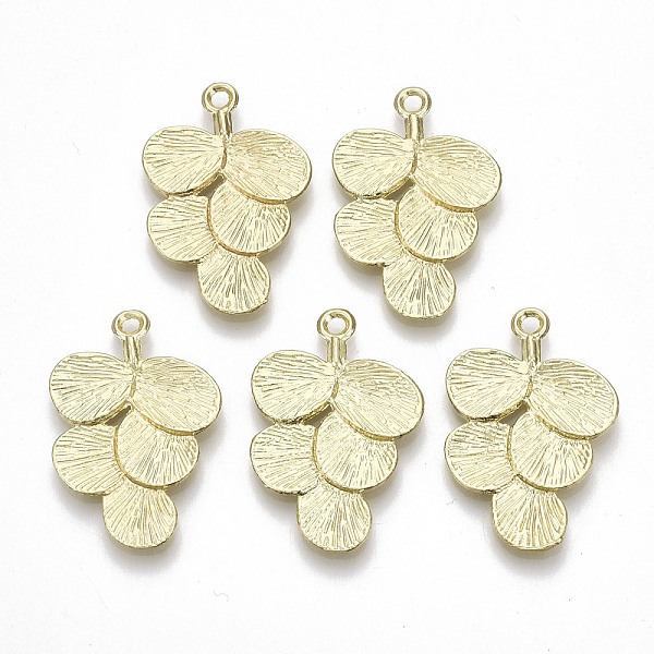 

PandaHall Rack Plating Alloy Pendants, Cadmium Free & Lead Free, Grape, Light Gold, 30x20x2mm, Hole: 2mm Alloy Fruit