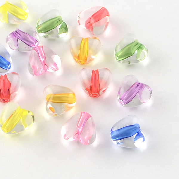 

PandaHall Heart Transparent Acrylic Beads, Mixed Color, 9.5x10.5x7mm, Hole: 2mm, about 1120pcs/500g Acrylic Heart Multicolor